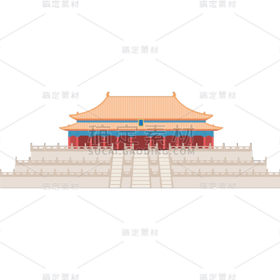 卡通感劳动节故宫元素贴纸