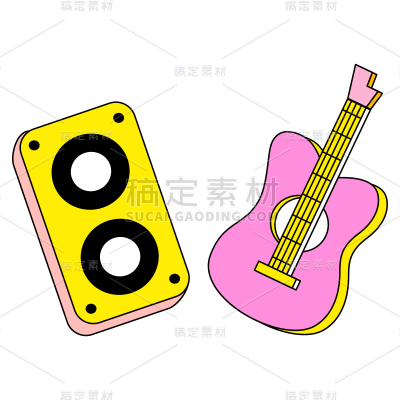 卡通感教育培训吉他元素