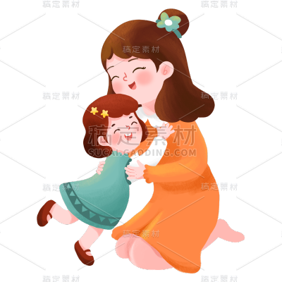 卡通感教育培训母女元素贴纸