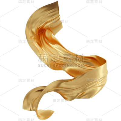 C4D-3D立体鎏金飘带装饰贴纸2