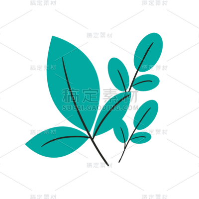 卡通感树叶元素贴纸