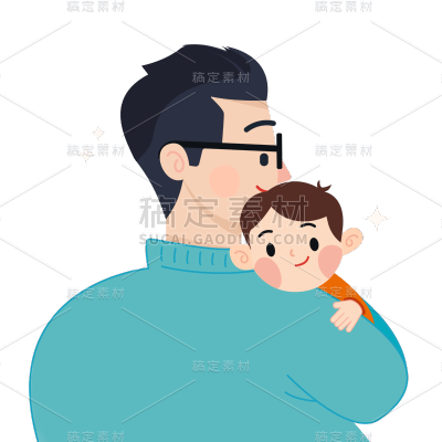 卡通感父亲节父子元素贴纸