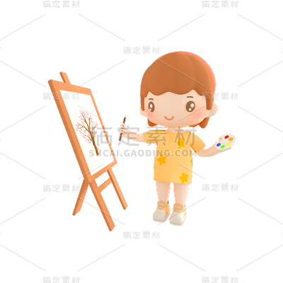 3d感劳动节女生元素贴纸