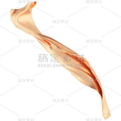 C4D-3D立体鎏金飘带装饰贴纸3