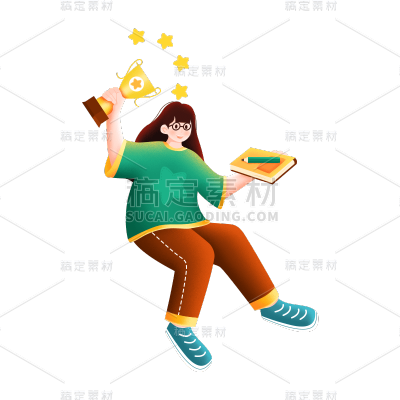 卡通感教育培训女生元素贴纸