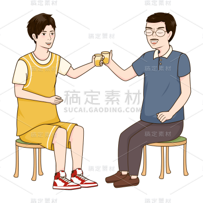 卡通感父亲节父子元素贴纸