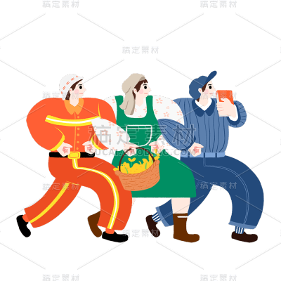 卡通感劳动节人物元素贴纸