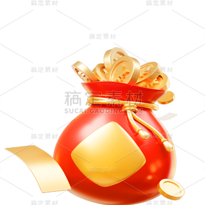 卡通感3D元素钱袋元素