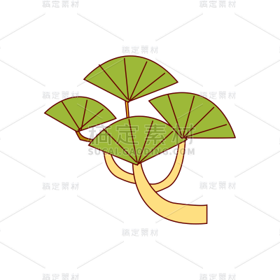 卡通感元宵节松树元素贴纸