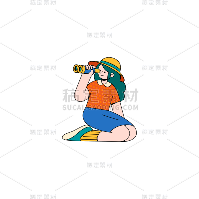 卡通感女生元素贴纸