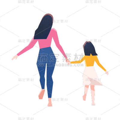 卡通感母亲节女儿元素贴纸