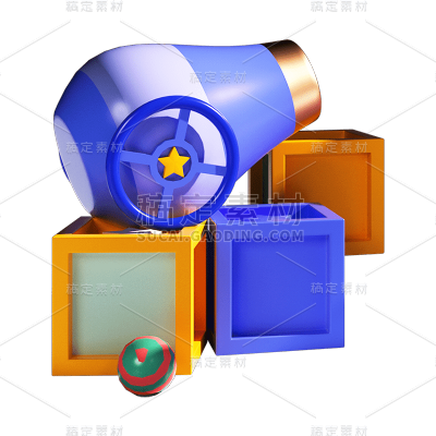卡通感3D元素大炮元素