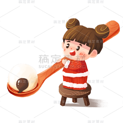 中国风冬至女孩元素贴纸