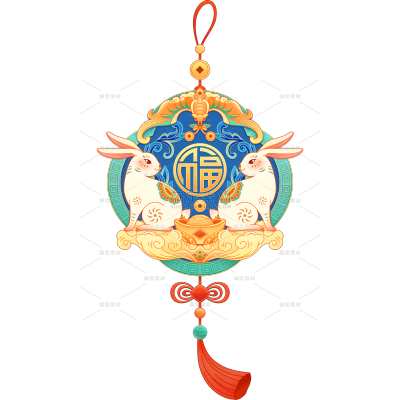 国潮风-兔年春节挂饰组合贴纸4