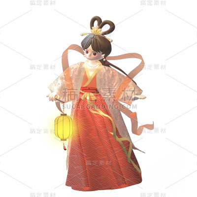 中国风中秋节女性元素贴纸