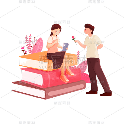 卡通感情人节情侣元素贴纸 