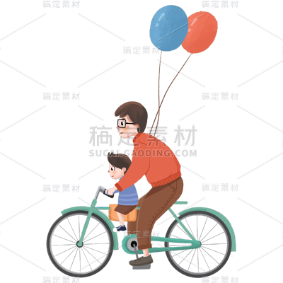 卡通感父亲节父子元素贴纸