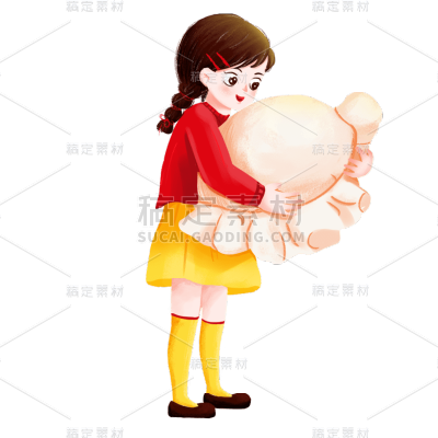 手绘风冬至女孩元素贴纸