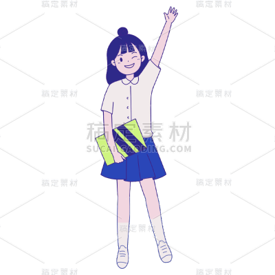 卡通感校服女生人物元素