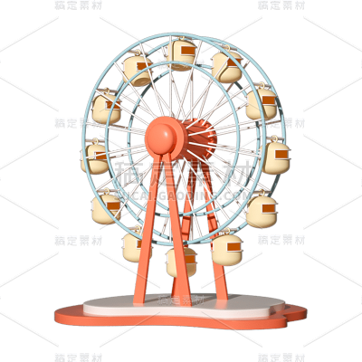 C4D-游乐场2.5D建筑贴纸-摩天轮