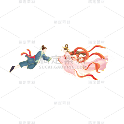 浪漫七夕情人节中国风牛郎织女人物