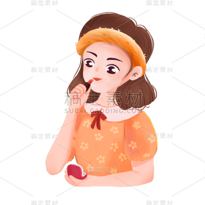 卡通感女生化妆元素贴纸