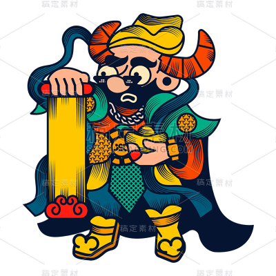 卡通感春节门神元素贴纸
