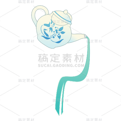 茶壶元素中国风贴纸
