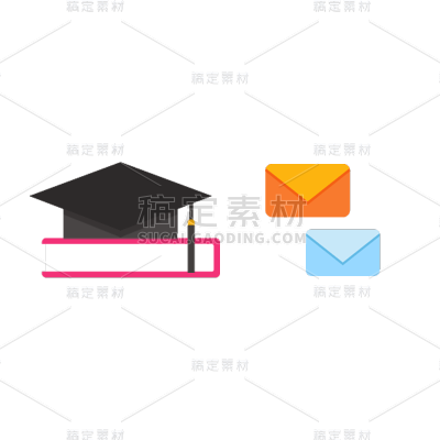 卡通感教育培训学士帽元素