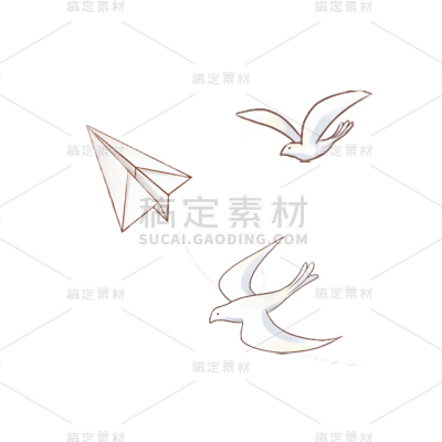夏至小鸟元素中国风贴纸
