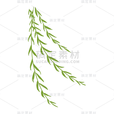 手绘柳叶元素贴纸