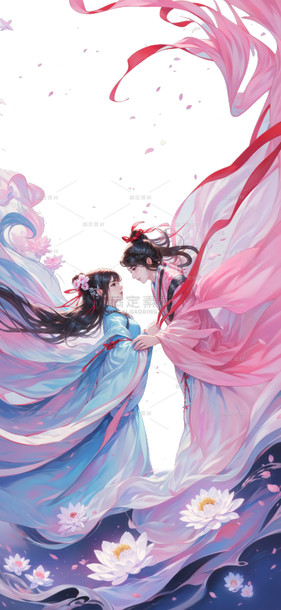七夕情人节牛国潮3d郎织女情侣人物通用元素素材