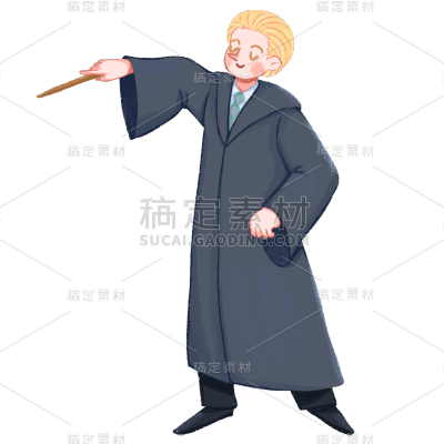 手绘-卡通魔法元素人物插画贴纸10