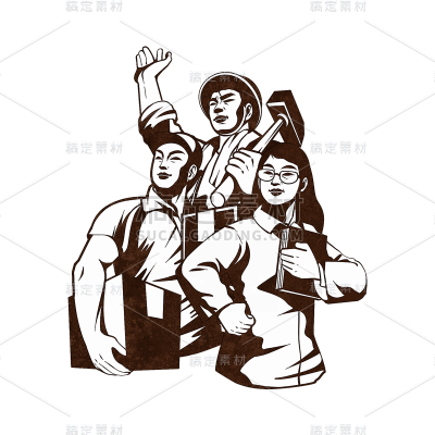 卡通感劳动节人物元素贴纸