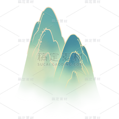 中国风中秋节山峰元素贴纸