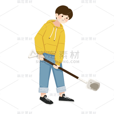 卡通感植树节男性元素贴纸