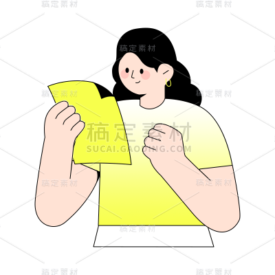 卡通感长发女生人物元素