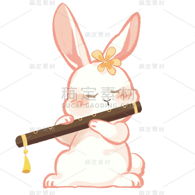 手绘-中秋节元素-玉兔