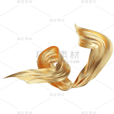C4D-3D立体鎏金飘带装饰贴纸5
