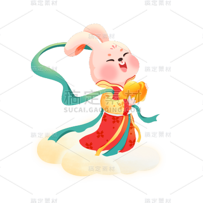 卡通感春节兔子元素贴纸