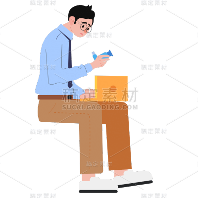 扁平风世界哮喘日人物插画-SVG1