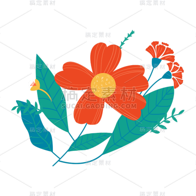 卡通感母亲节花元素贴纸