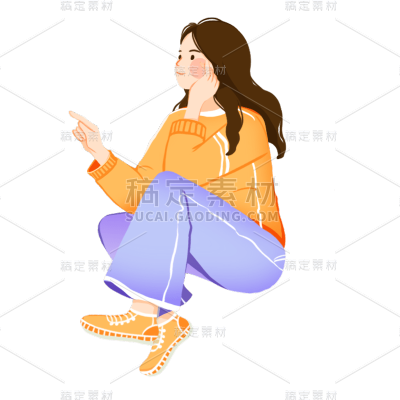 卡通感情人节女性元素贴纸