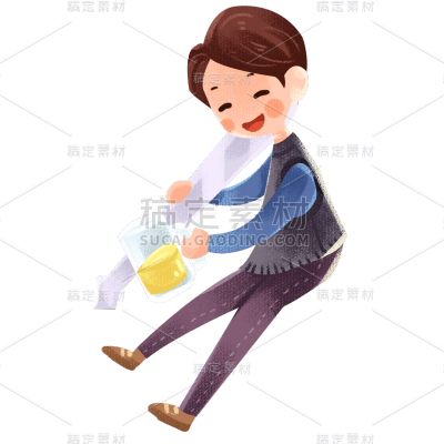 卡通感男生元素贴纸