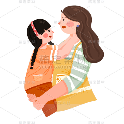 卡通感母亲节母女元素贴纸