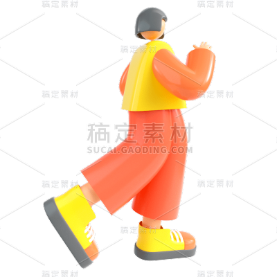 C4D人物插画素材贴纸