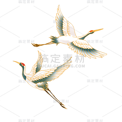中国风国庆节丹顶鹤元素贴纸