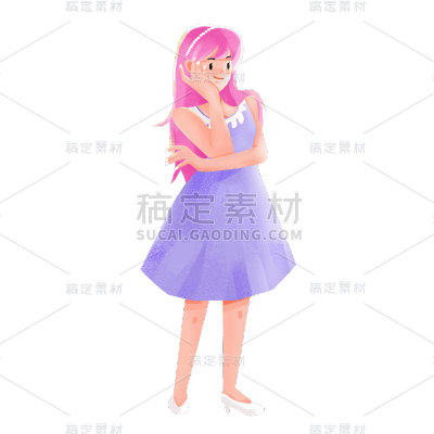 卡通感女人元素贴纸