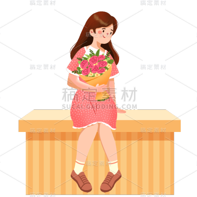卡通感情人节女性元素贴纸