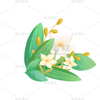 卡通感清明节鲜花元素贴纸